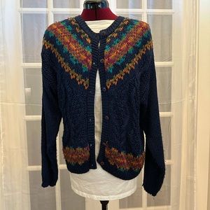 Fairisle Cardigan Sweater by Jamie Scott Hand knit Women's Medium